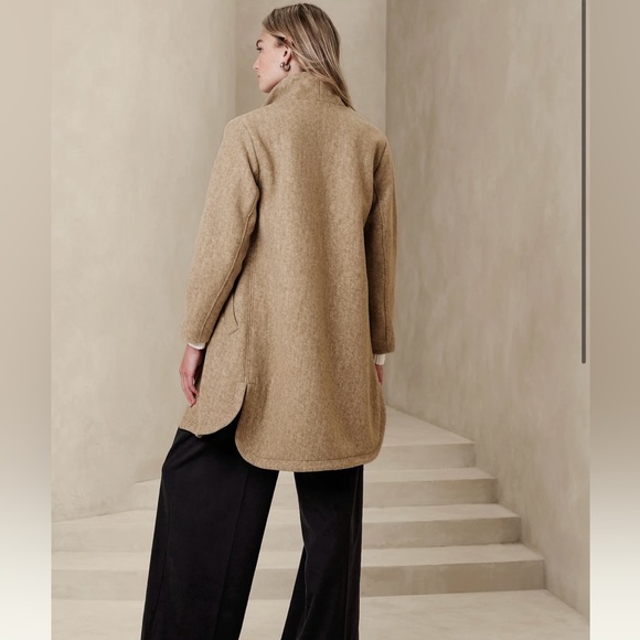 Banana Republic Shawl Collar Coat in Oatmeal Heather XXS Petite. - Picture 4 of 11